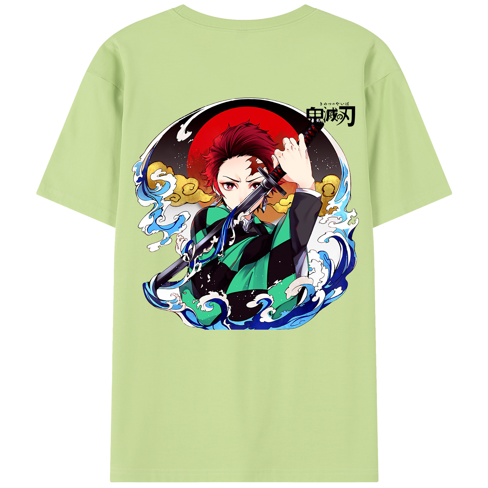 （画像用） 鬼滅の刃 竈門 炭治郎／かまど たんじろう Kamado Tanjirou 綿100％半袖Tシャツ（背面プリント）